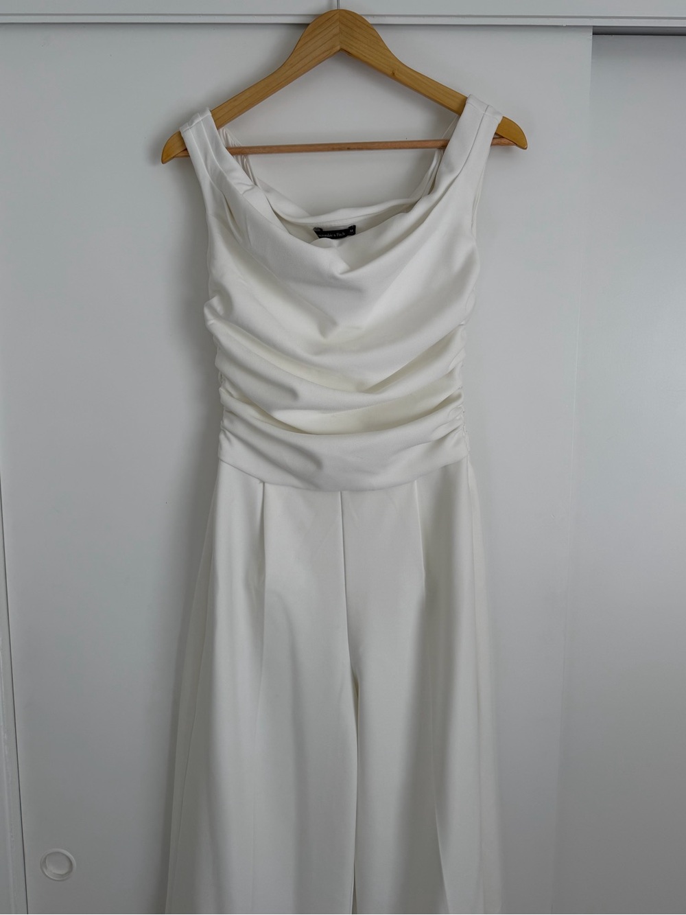 Abercrombie & Fitch White Cowl-Neck Sleeveless Jumpsuit